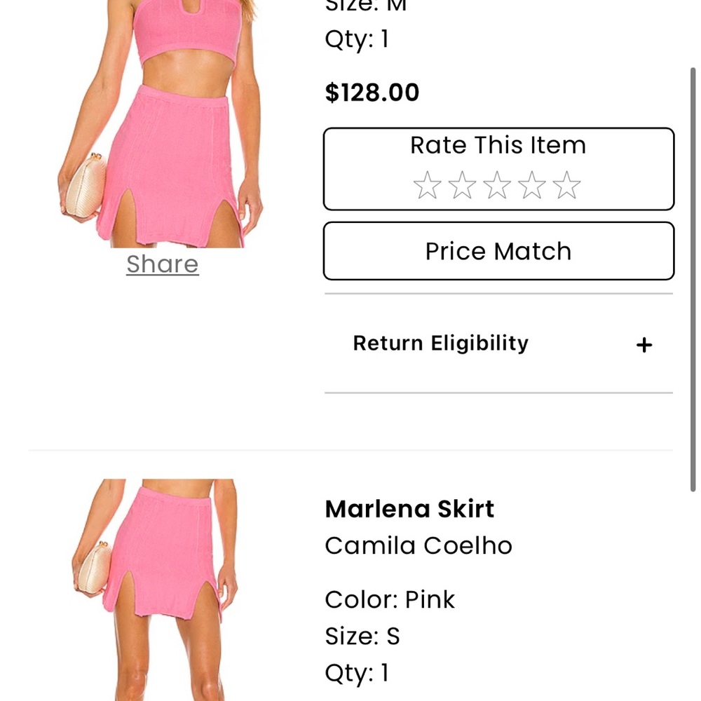 Camila Coelho Pink Midi Pencil Skirt Set